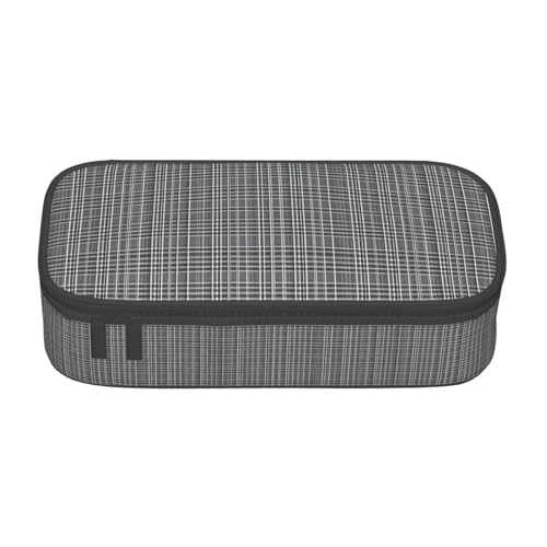 TTYDOKLA Federmäppchen mit grauem Karomuster, Oxford-Stoff, mit mehreren Fächern, ideal für Reisen oder Büro, Schwarz , Einheitsgröße, Kosmetiktasche von TTYDOKLA