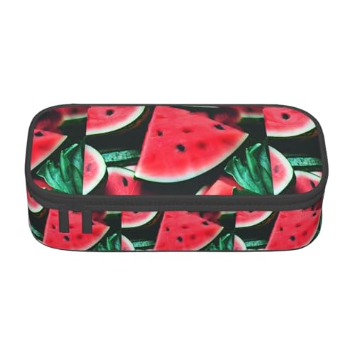 TTYDOKLA Federmäppchen mit rotem Wassermelonen-Druck, Oxford-Stoff mit mehreren Fächern, ideal für Reisen oder Büro, Schwarz , Einheitsgröße, Kosmetiktasche von TTYDOKLA