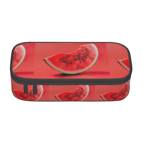 TTYDOKLA Federmäppchen mit rotem Wassermelonen-Druck, Oxford-Stoff mit mehreren Fächern, ideal für Reisen oder Büro, Schwarz , Einheitsgröße, Kosmetiktasche von TTYDOKLA