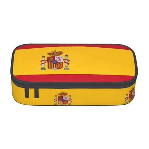 TTYDOKLA Federmäppchen mit spanischer Flagge, Oxford-Stoff mit mehreren Fächern, ideal für Reisen oder Büro, Schwarz , Einheitsgröße, Kosmetiktasche von TTYDOKLA