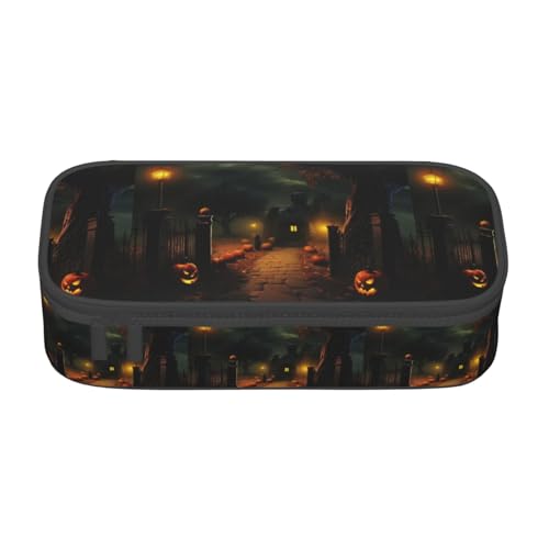 TTYDOKLA Gruseliges Federmäppchen aus Oxford-Stoff mit mehreren Fächern, ideal für Reisen oder Büro, Schwarz , Einheitsgröße, Kosmetiktasche von TTYDOKLA