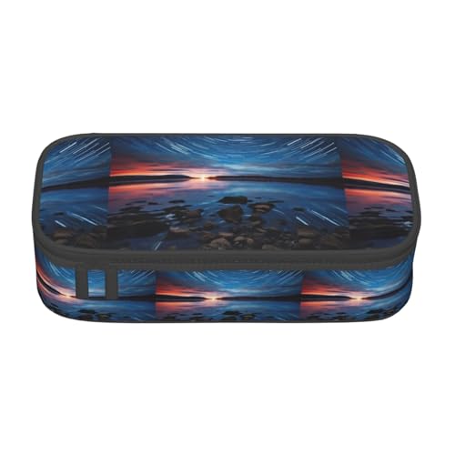 TTYDOKLA Schönes Federmäppchen aus Oxford-Stoff mit Galaxie-Druck, mit mehreren Fächern, ideal für Reisen oder Büro, Schwarz , Einheitsgröße, Kosmetiktasche von TTYDOKLA