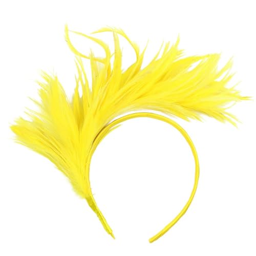 Haarreif Karneval Kopfschmuck Karneval Haarreifen Damen Karneval Feder Haarschmuck 1920s Stirnband Feder Stirnband 20er Stil Haarband Retro Haarband Haarreif Fascinator (Gelb, Einheitsgröße) von TUANMOZI