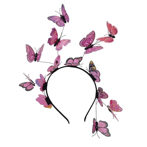 Schmetterling Haarreif Damen Schmetterlings Stirnbänder Karneval Schmetterling Fasching Karneval Haarband Karneval (Rosa, Einheitsgröße) von TUANMOZI