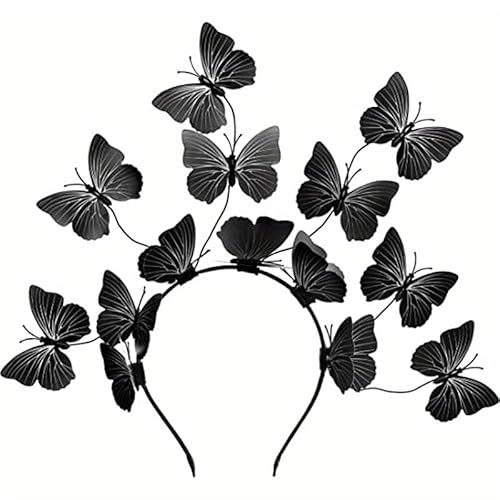 Schmetterling Haarreif Damen Schmetterlings Stirnbänder Karneval Schmetterling Fasching Karneval Haarband Karneval (Schwarz, Einheitsgröße) von TUANMOZI