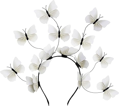 Schmetterling Haarreif Damen Schmetterlings Stirnbänder Karneval Schmetterling Fasching Karneval Haarband Karneval (Weiß, Einheitsgröße) von TUANMOZI