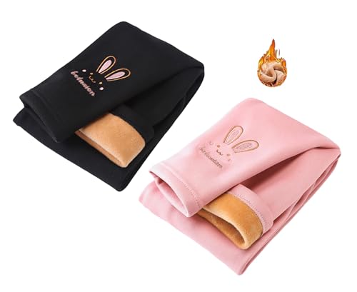 TUANMOZI 2er Pack Thermoleggings Mädchen Gefütterte Winter Leggings mit Fleece Warme Hosen für Kinder Jungen und Mädchen 2-7 Jahre (DE/NL/SE/PL, Numerisch, 110, 116, Regular, 2er-Pack RB-BK/PK) von TUANMOZI