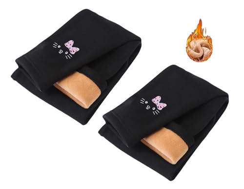 TUANMOZI 2er Pack Thermoleggings Mädchen Gefütterte Winter Leggings mit Fleece Warme Hosen für Kinder Jungen und Mädchen 2-7 Jahre (DE/NL/SE/PL, Numerisch, 120, 122, Regular, 2er-Pack Schwarz) von TUANMOZI