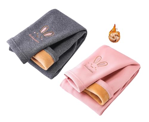 TUANMOZI 2er Pack Thermoleggings Mädchen Gefütterte Winter Leggings mit Fleece Warme Hosen für Kinder Jungen und Mädchen 2-7 Jahre (DE/NL/SE/PL, Numerisch, 86, 92, Regular, 2er-Pack RB-GY/PK) von TUANMOZI