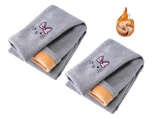 TUANMOZI 2er Pack Thermoleggings Mädchen Gefütterte Winter Leggings mit Fleece Warme Hosen für Kinder Jungen und Mädchen 2-7 Jahre (DE/NL/SE/PL, Numerisch, 98, 104, Regular, 2er-Pack Grau) von TUANMOZI