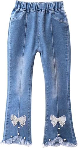 TUANMOZI Jeans Mädchen Jeggings Jeans Leggings Skinny Fit Denim Hose mit elastischer Taille Mädchen-Jeanshosen Kleinkinder Hose Jeans Kinder (DE/NL/SE/PL, Numerisch, 128, 134, Regular, C) von TUANMOZI