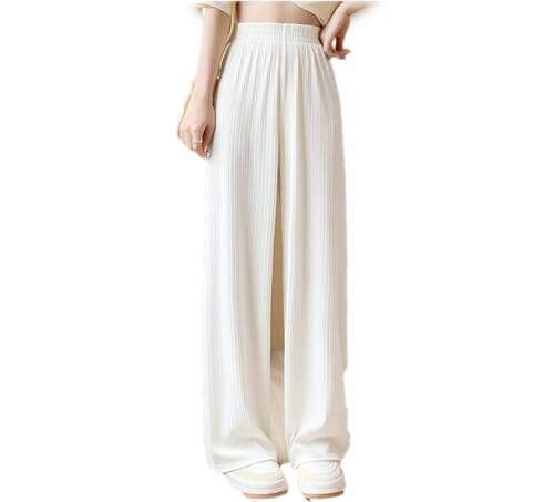 TUANMOZI Sommerhosen Damen Leicht und Luftig Summer Freizeithose Elastisch Hohe Taille Weite Hose Bequeme Stoffhose Stretch Sommer Hosen (DE/NL/SE/PL, Alphanumerisch, L, Regular, Regular, weiß) von TUANMOZI