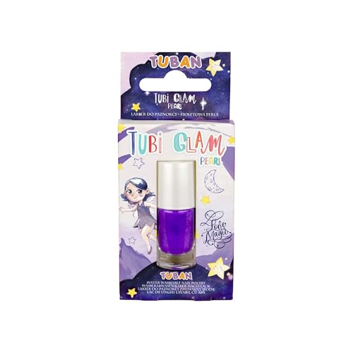 TUBAN Tubi Glam – Nagellack für Kinder – Für Mädchen – Abwaschbar mit warmem Wasser – Bitterer Geschmack – Bitterer Nagellack - Lila Perlmutt von TUBAN