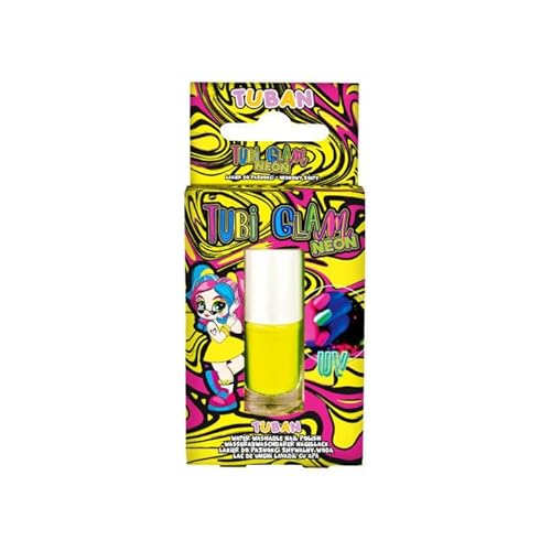 TUBAN Tubi Glam – Nagellack für Kinder – Für Mädchen – Abwaschbar mit warmem Wasser – Bitterer Geschmack – Bitterer Nagellack - Neon Gelb von TUBAN
