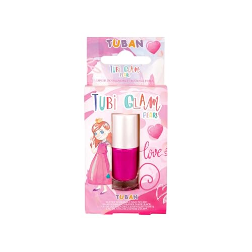 TUBAN Tubi Glam – Nagellack für Kinder – Für Mädchen – Abwaschbar mit warmem Wasser – Bitterer Geschmack – Bitterer Nagellack - Rosa Perlmutt von TUBAN