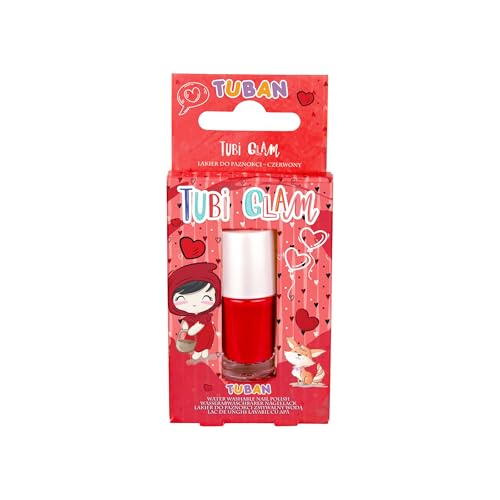 TUBAN Tubi Glam – Nagellack für Kinder – Für Mädchen – Abwaschbar mit warmem Wasser – Bitterer Geschmack – Bitterer Nagellack - Rot von TUBAN