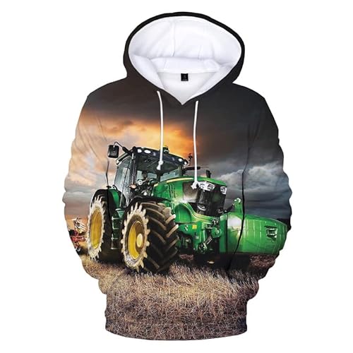 TUBBLI Hoodie Traktor Traktor Pullover Kinder Trecker Pullover Für Kinder Traktor Pullover Mit Kängurutasche Traktor 3D Traktor- Kinder Jungen Hoodie Mit Kapuze, Herren Hoodie Sweat-Jacke (A3,L) von TUBBLI