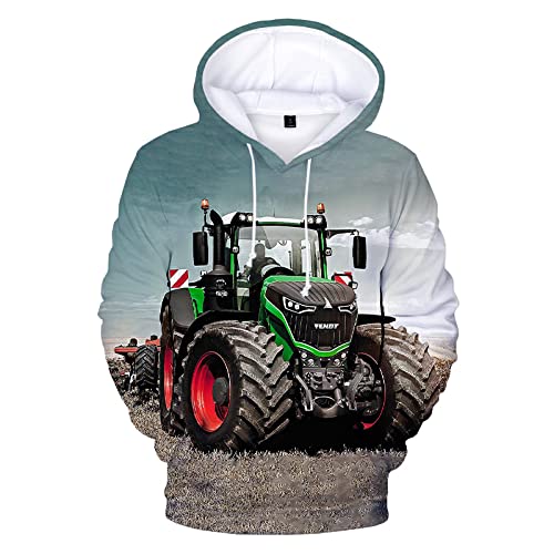 TUBBLI Hoodie Traktor Traktor Pullover Kinder Trecker Pullover Für Kinder Traktor Pullover Mit Kängurutasche Traktor 3D Traktor- Kinder Jungen Hoodie Mit Kapuze, Herren Hoodie Sweat-Jacke (A4,150) von TUBBLI