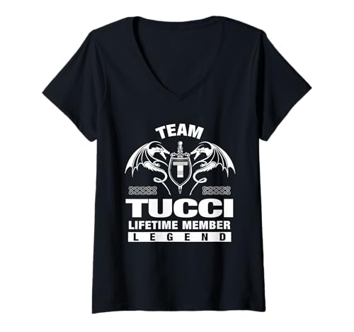 Damen Team Tucci - Lebenslange Mitgliedsgeschenke T-Shirt mit V-Ausschnitt von TUCCI FAMILY IDEA GIFTS