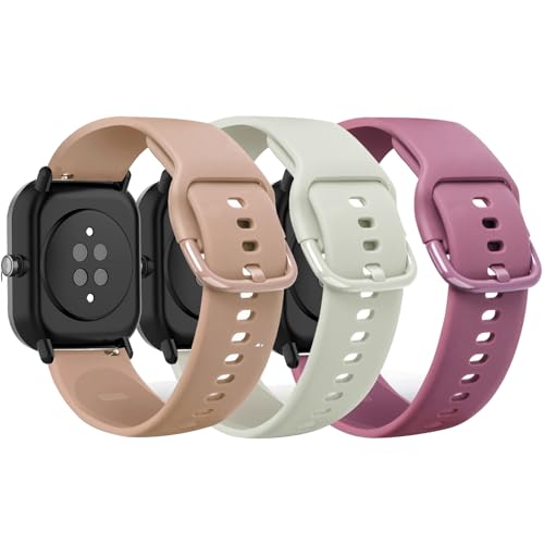 TUCOMO 3 Pack Armband Kompatibel mit Amazfit GTS 4 Mini/GTS 4/GTS 3/GTS 2 Mini/GTS 2e/GTS 2/GTS, Weiches Silikon Sport Ersatzband für Amazfit Bip U Pro/Bip 3 Pro/Bip Lite Herren Damen von TUCOMO