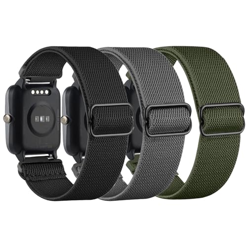 TUCOMO 3 Pack Elastische Nylon Armband Kompatibel mit 19mm Veryfitpro ID205L, Willful ID205L SW021/YAMAY ID205L SW021/LIFEBEE ID205L, Loop Dehnbare Ersatzband für Uwatch3 GT Ufit Herren Damen von TUCOMO