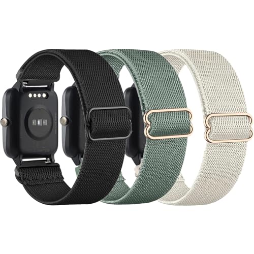 TUCOMO 3 Pack Elastische Nylon Armband Kompatibel mit 19mm Veryfitpro ID205L, Willful ID205L SW021/YAMAY ID205L SW021/LIFEBEE ID205L, Loop Dehnbare Ersatzband für Uwatch3 GT Ufit Herren Damen von TUCOMO