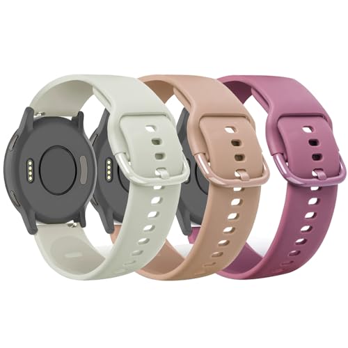 TUCOMO 3 Stück Armband für18mm Garmin Vivoactive 4S/ Venu 2S/Venu 3S/Vivomove 3S, Weiches Silikon Sport Ersatzband für Garmin Forerunner 255S/265S Herren Damen von TUCOMO