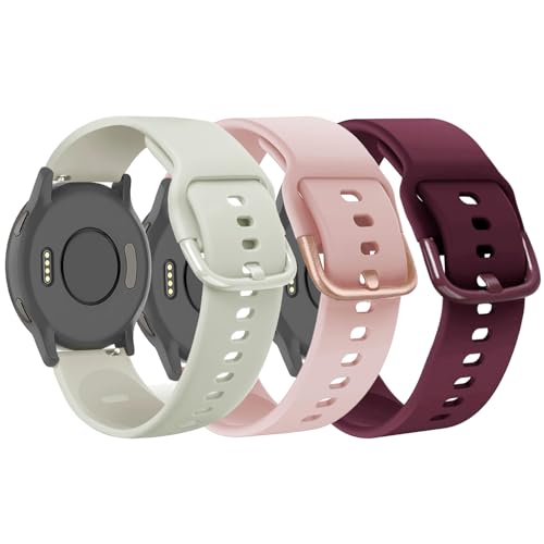 TUCOMO 3 Stück Armband für18mm Garmin Vivoactive 4S/ Venu 2S/Venu 3S/Vivomove 3S, Weiches Silikon Sport Ersatzband für Garmin Forerunner 255S/265S Herren Damen von TUCOMO