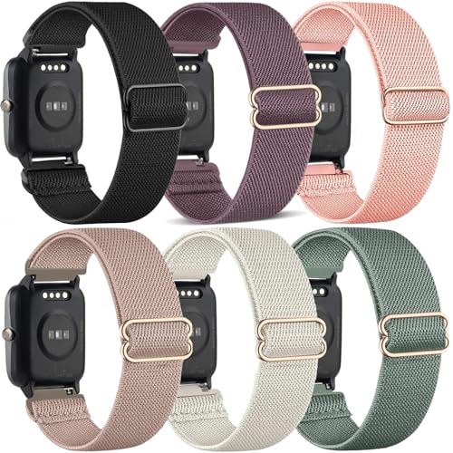 TUCOMO 6 Pack Elastische Nylon Armband Kompatibel mit 19mm Veryfitpro ID205L, Willful ID205L SW021/YAMAY ID205L SW021/LIFEBEE ID205L, Loop Dehnbare Ersatzband for Uwatch3 GT Ufit Herren Damen von TUCOMO