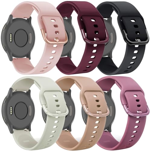 TUCOMO 6 Pack Silikon Armband Kompatibel mit 18mm Garmin Vivoactive 4S/ Venu 2S/Venu 3S/Vivomove 3S, Weiches Sport Ersatzband für Garmin Forerunner 255S/265S Herren Damen von TUCOMO