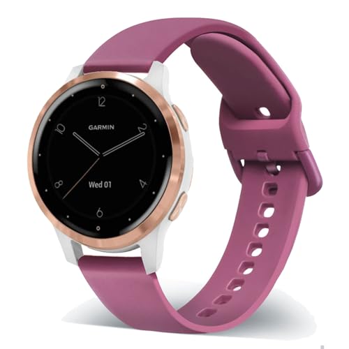 TUCOMO Armband Kompatibel mit 18mm Garmin Venu 2S/Venu 3S/Vivoactive 4S/Vivomove 3S, Weiches Silikon Sport Ersatzband für Garmin Forerunner 255S/265S Herren Damen von TUCOMO