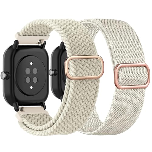 TUCOMO Dehnbares Nylon Armband Kompatibel mit Amazfit GTS 4 Mini/GTS 4/GTS 3/GTS 2 mini/GTS 2e/GTS 2/GTS, Geflochtenes Loop Elastische Armbänder für Amazfit Bip U Pro/Bip 3 Pro/Bip Lite Herren Damen von TUCOMO