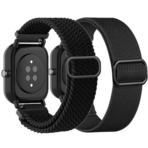 TUCOMO Dehnbares Nylon Armband Kompatibel mit Amazfit GTS 4 Mini/GTS 4/GTS 3/GTS 2 mini/GTS 2e/GTS 2/GTS, Geflochtenes Loop Elastische Armbänder für Amazfit Bip U Pro/Bip 3 Pro/Bip Lite Herren Damen von TUCOMO