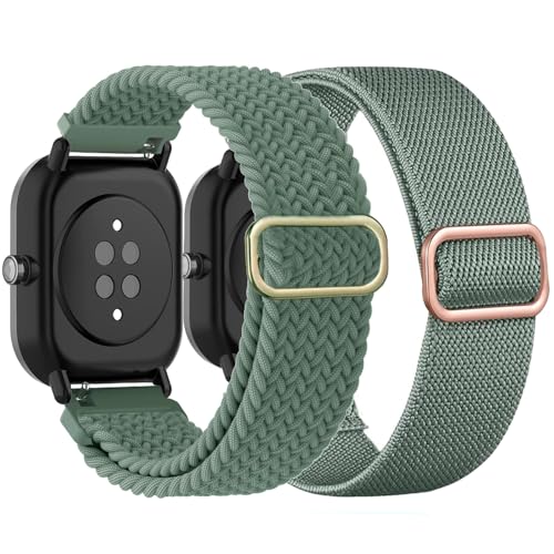 TUCOMO Dehnbares Nylon Armband Kompatibel mit Amazfit GTS 4 Mini/GTS 4/GTS 3/GTS 2 mini/GTS 2e/GTS 2/GTS, Geflochtenes Loop Elastische Armbänder für Amazfit Bip U Pro/Bip 3 Pro/Bip Lite Herren Damen von TUCOMO