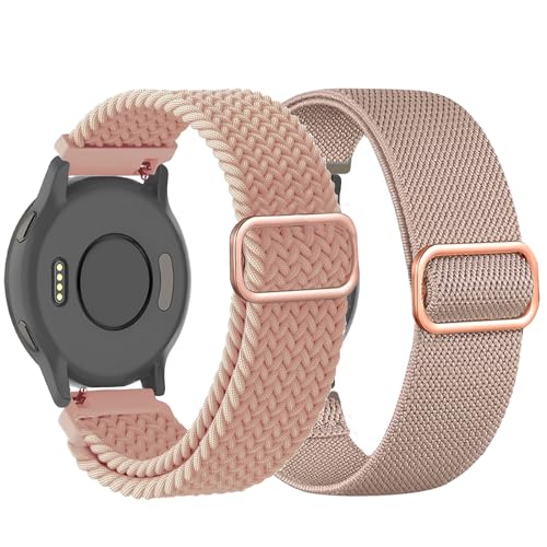 TUCOMO Dehnbares Nylon Armband Kompatibel mit 18mm Garmin Vivoactive 4S/Venu 2S/Venu 3S/Vivomove 3S, Geflochtenes Loop Elastische Ersatzband für Garmin Forerunner 255S/265S Herren Damen von TUCOMO