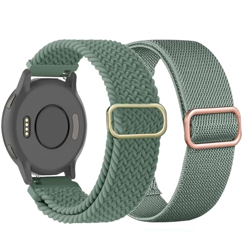 TUCOMO Dehnbares Nylon Armband Kompatibel mit 18mm Garmin Vivoactive 4S/Venu 2S/Venu 3S/Vivomove 3S, Geflochtenes Loop Elastische Ersatzband für Garmin Forerunner 255S/265S Herren Damen von TUCOMO