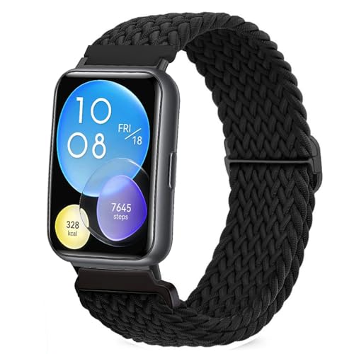 TUCOMO Nylon Geflochtenes Armband Kompatibel mit Huawei Watch Fit 2 Active/Elegant/Classic,Loop Dehnbare Elastische Uhrenarmband für Huawei Watch Fit 2 Herren Damen von TUCOMO