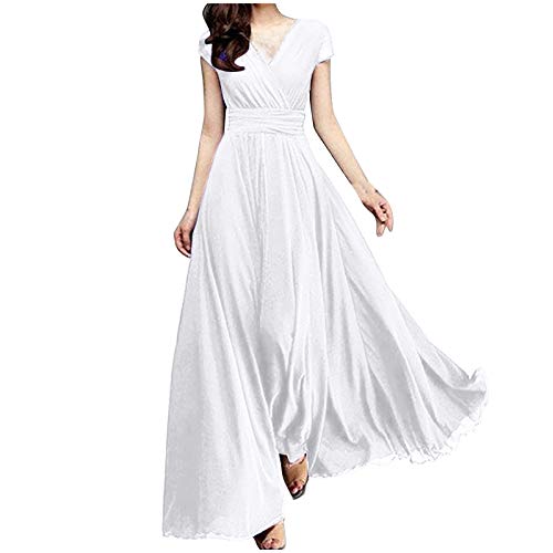 TUDUZ Damen Elegant Ballkleider V-Ausschnitt Satin Hochzeitskleid Abendkleider Sexy Brautkleid Kleider Lang Prinzessin Brautjungfer Kleid von TUDUZ