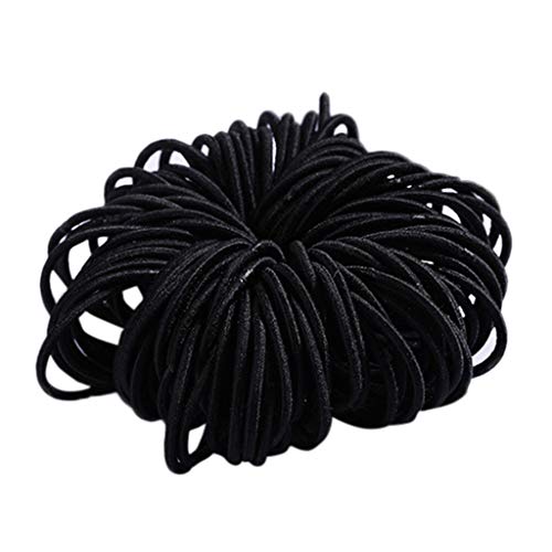 Mädchen 100 Stück 3 cm Nylon-Nylon-Haarklebeband Haarseil-Farbschmuck Wintersport (Black, One Size) von TUDUZ