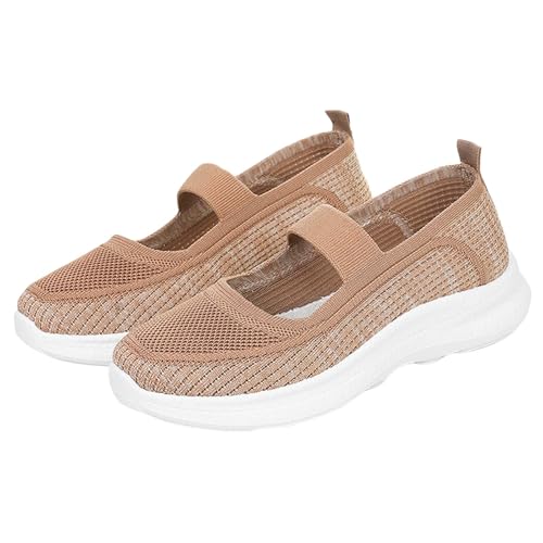 TUDUZ 2025 Damen EIN-Fuß-Steigbügel Sportliche Freizeitschuhe Weiche Sohle Weiche Mama-Schuhe Leichte Bequeme Hundert Freizeitschuhe Damen Schuhe Stiefeletten (Khaki, 40) von TUDUZ