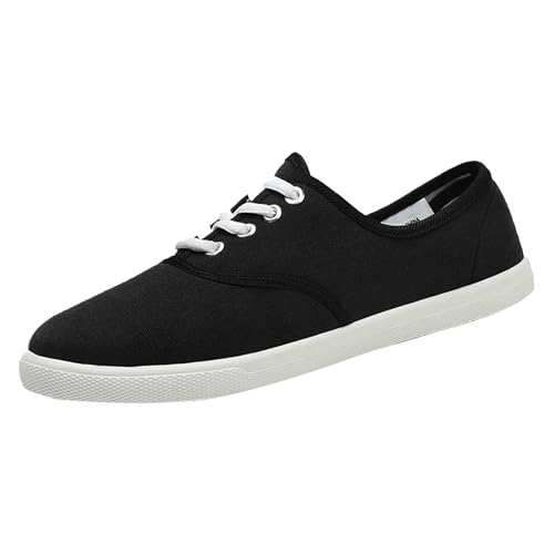 TUDUZ 2025 Damen Leichte Laufschuhe aus weichem Fashion Canvas Sneaker Klassische Schnürschuhe Leichte Freizeitschuhe Black gr 40 von TUDUZ