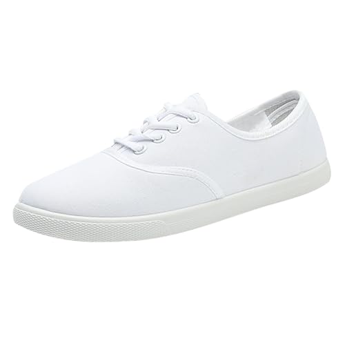 TUDUZ 2025 Damen Leichte Laufschuhe aus weichem Fashion Canvas Sneaker Klassische Schnürschuhe Leichte Freizeitschuhe White gr 42 von TUDUZ