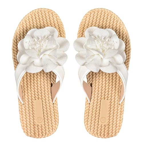 TUDUZ 2025 Flache Retro Fashion Damen Sandalen mit Blumen-Verzierung Damen-Flip-Flops modische Clip-Toe-Hausschuhe für den Außenbereich lässige Hausschuhe White gr 41 TUDUZ 2025 Flache Retro Fashion Damen Sandalen mit Blumen-Verzierung Damen-Flip-Flops modische Clip-Toe-Hausschuhe für den Außenbereich lässige Hausschuhe White gr 41 von TUDUZ