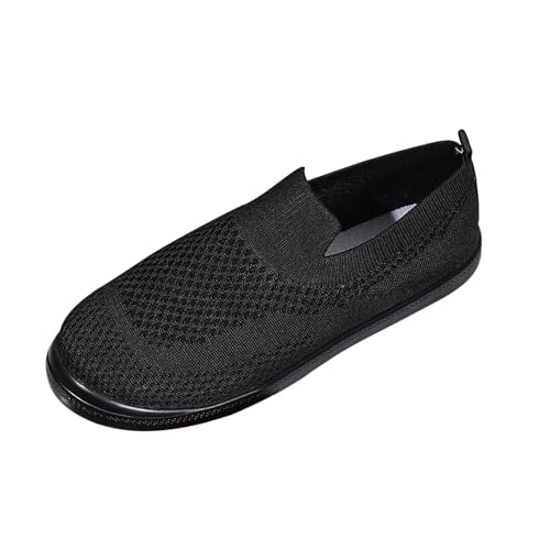 TUDUZ Atmungsaktive Mesh Slipper Leichte Slip-On Sneaker Wanderschuhe Komfort Flache Damen Sneaker Schuhe Damen (Black, 36) von TUDUZ