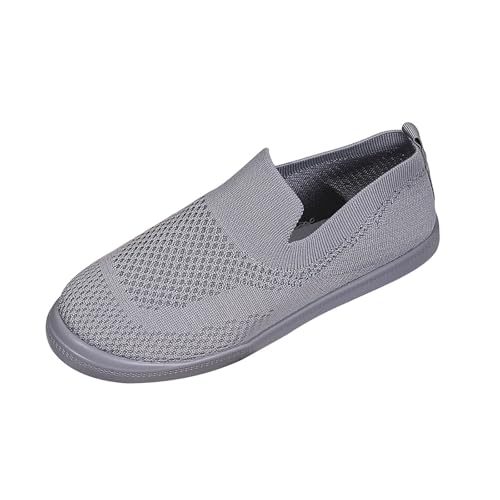 TUDUZ Atmungsaktive Mesh Slipper Leichte Slip-On Sneaker Wanderschuhe Komfort Flache Damen Sneaker Schuhe Damen (Grey, 41) von TUDUZ