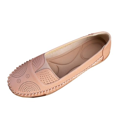 TUDUZ Atmungsaktive Schuhe aus perforiertemLeder Damen Mokassins Business und Freizeitschuhe bequem leicht für die Arbeit Bequeme Loafer für Damen zum Fahren und Gehen (Pink, 37) von TUDUZ