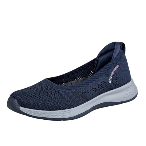 TUDUZ Atmungsaktive Slip-On Sneaker mit Komfortsohle Freizeitschuhe Frühling Mutterschuhe Flachmund Wanderschuhe Lässige Mesh-Schuhe (Dark Blue, 38) von TUDUZ