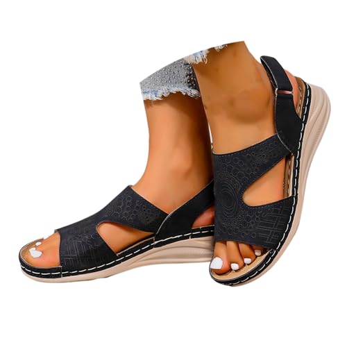 TUDUZ Blumendekoration dünne Vamp Keilflache Sandalen für Frauen praktische Sandalen für Strandurlaub schlichte Eleganz Black gr 43 TUDUZ Blumendekoration dünne Vamp Keilflache Sandalen für Frauen praktische Sandalen für Strandurlaub schlichte Eleganz Black gr 43 von TUDUZ