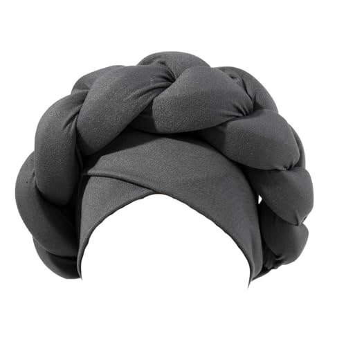 TUDUZ Boho geflochtene Turban-Mütze, afrikanische Turbane für Frauen, Kopfbedeckungen für schwarze Frauen, geflochtene seidige Turban-Hüte Stirnbänder Kinder (GY1, One Size) von TUDUZ