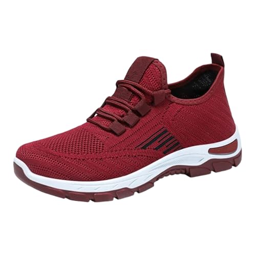 TUDUZ Damen Bequeme Mesh Atmungsaktive Fly Weave Weiche Sportliche Laufschuhe Leicht Damenschuhe Laufschuhe Wanderschuhe Red gr 38 von TUDUZ
